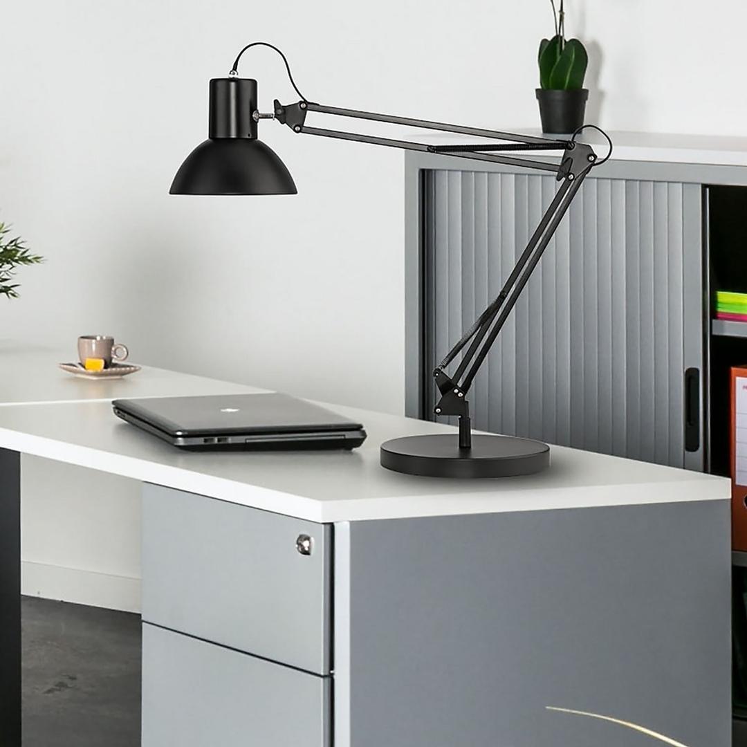 Lampe architecte sans ampoule, socle et pince SUCCESS 80 UNILUX - Lampe architecte UNILUX SUCCESS 80 noir, en situation sur un bureau