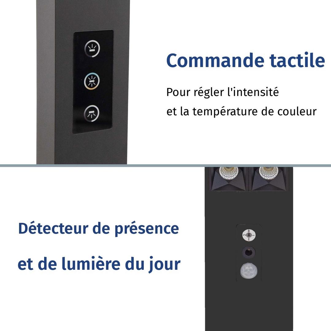 Lampadaire LED à pince, température réglable sirius à pince noir MAUL - Lampadaire LED à pince MAULsirius noir, commande tactile et détecteur de présence