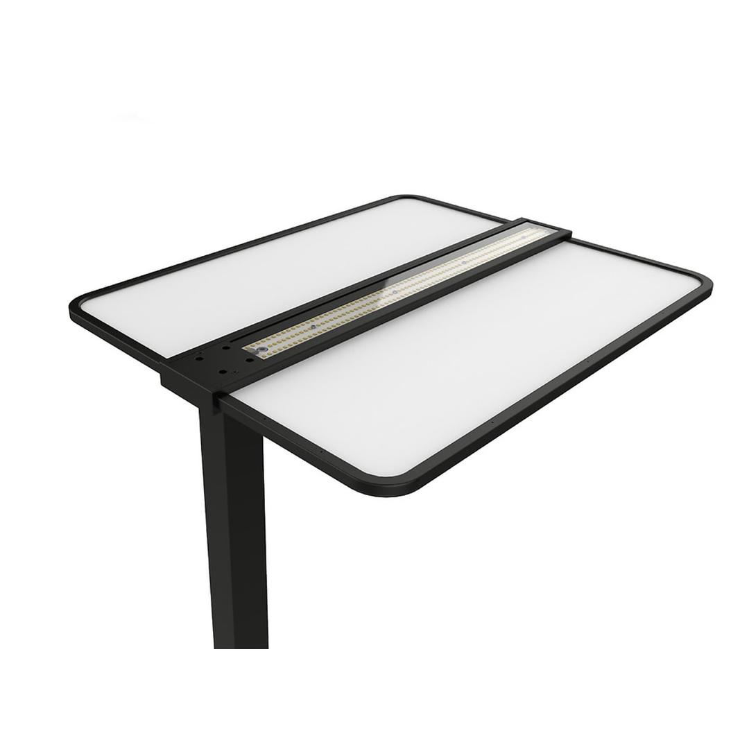 Lampadaire LED, détecteur de présence ATLAS UNILUX - Lampadaire LED UNILUX ATLAS noir, tête fine, vue de dessous