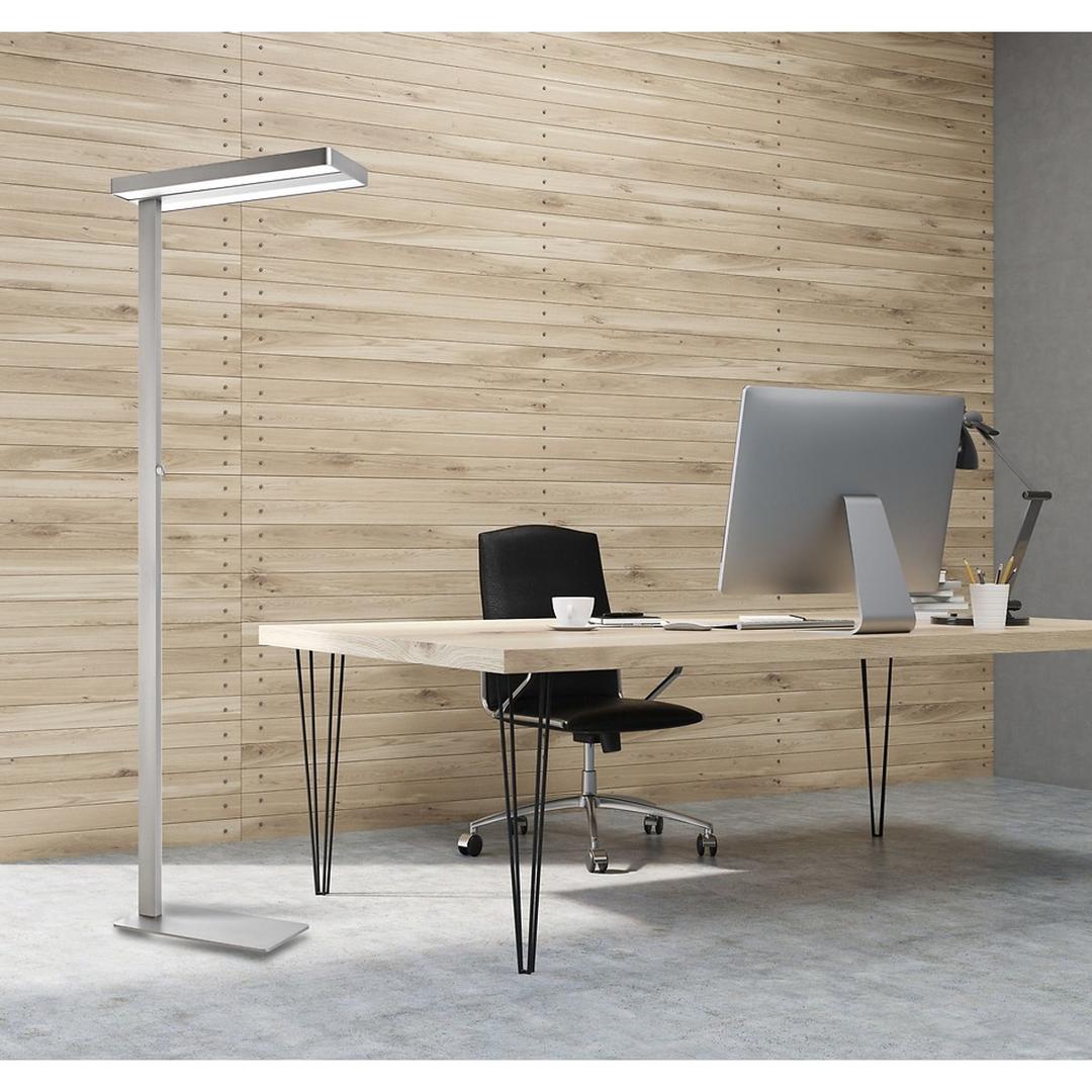 Lampadaire LED, 40 % direct et 60 % indirect LIXUS UNILUX - Lampadaire LED UNILUX LIXUS gris métal, en situation dans un bureau