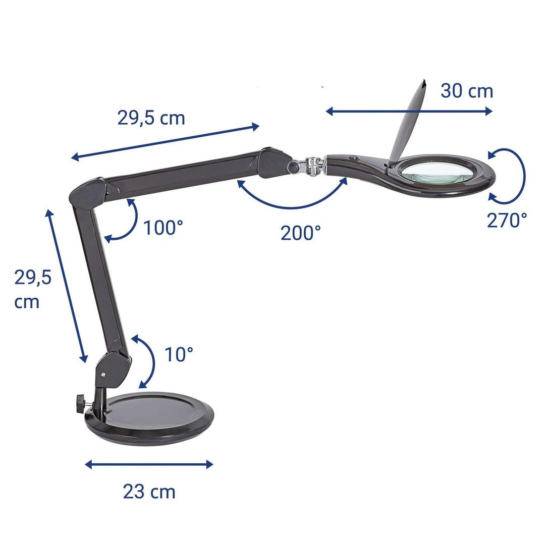 Lampe loupe LED sur pied, 3 dioptries makro sur pied noir MAUL - Lampe loupe LED sur pied MAULmakro noir, dimensions