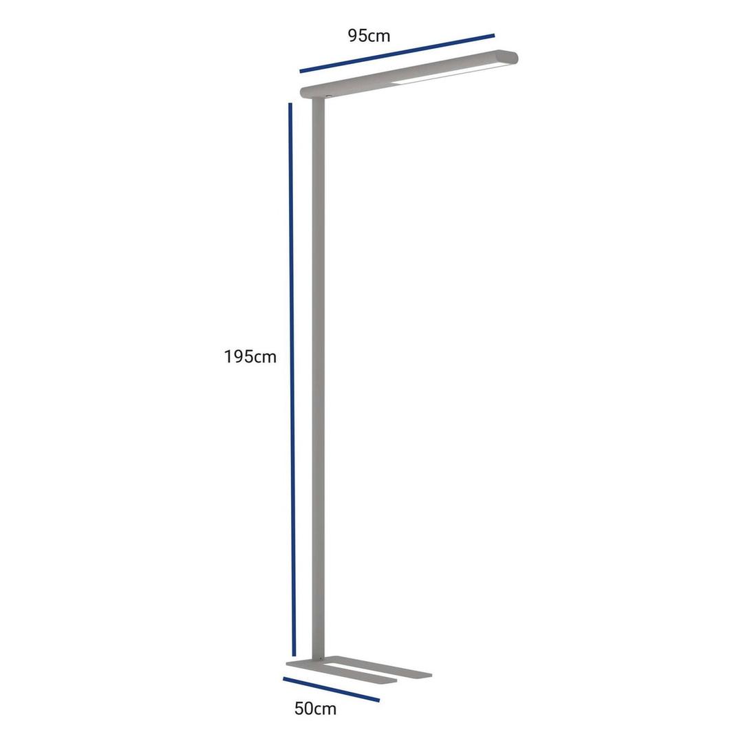 Lampadaire LED dimmable, direct et indirect jet dimmable argent MAUL - Lampadaire LED dimmable MAULjet argent, dimensions