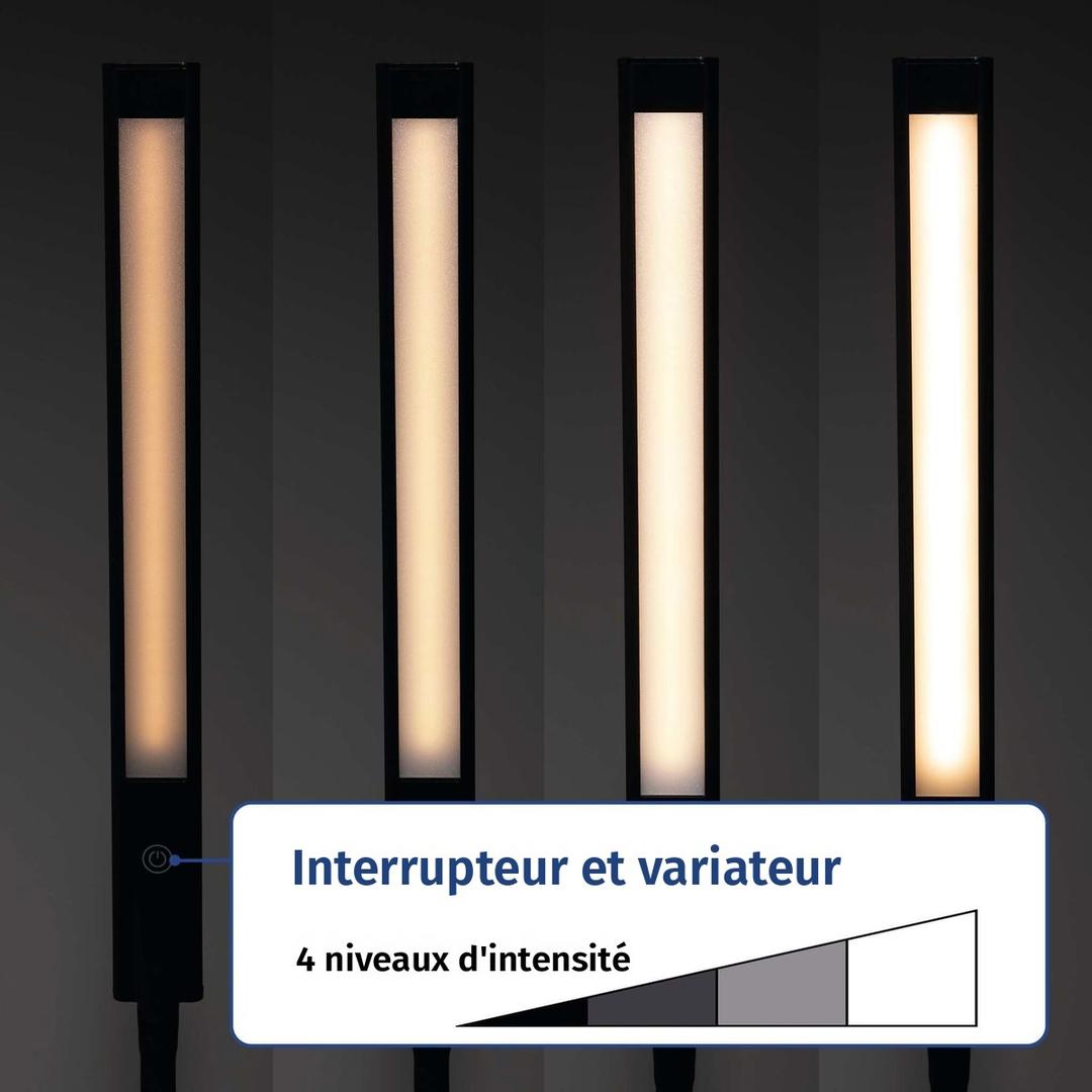 Lampadaire de lecture LED, 126 cm pirro lampadaire noir MAUL - Lampadaire de lecture LED MAULpirro noir, interrupteur et variateur à 4 niveaux
