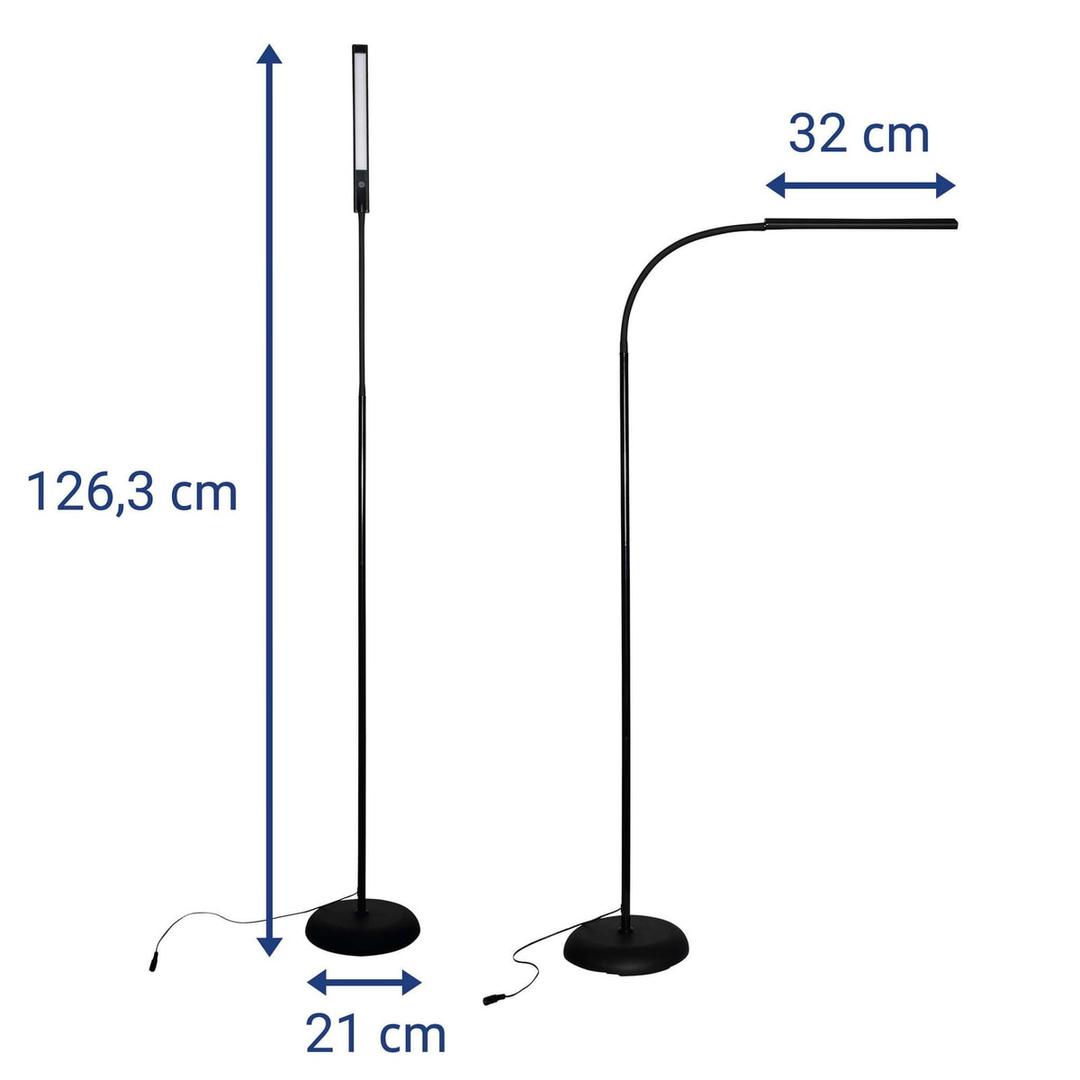 Lampadaire de lecture LED, 126 cm pirro lampadaire noir MAUL - Lampadaire de lecture LED MAULpirro noir, dimensions