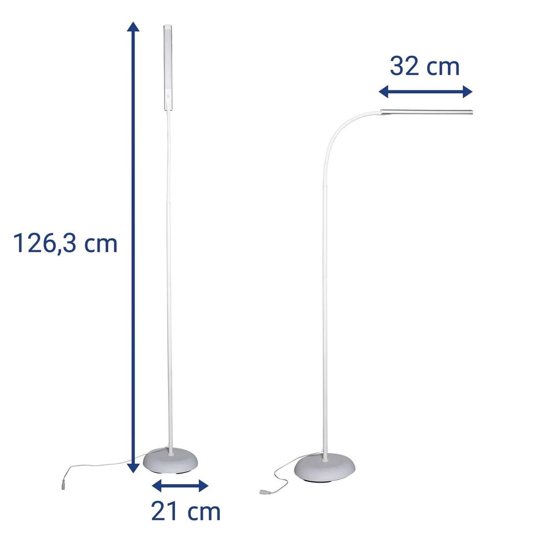 Lampadaire de lecture LED, 126 cm pirro lampadaire blanc MAUL - Lampadaire de lecture LED MAULpirro blanc, dimensions