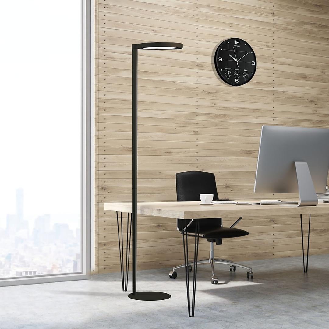 Lampadaire LED, 60 % direct et 40 % indirect OPUS UNILUX - Lampadaire LED UNILUX OPUS noir, en situation dans un bureau
