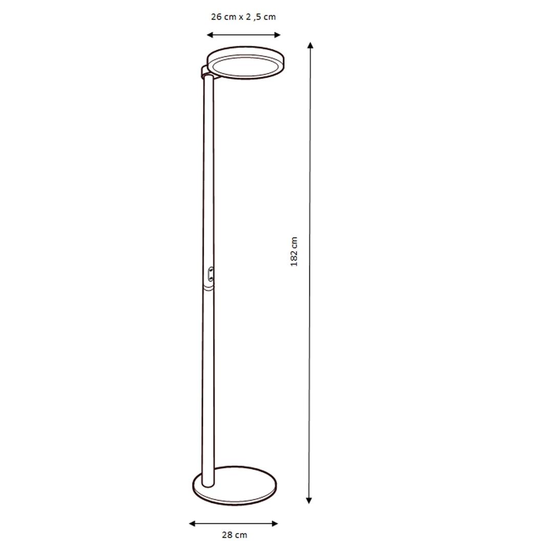 Lampadaire LED, 60 % direct et 40 % indirect OPUS UNILUX - Lampadaire LED UNILUX OPUS noir, dimensions
