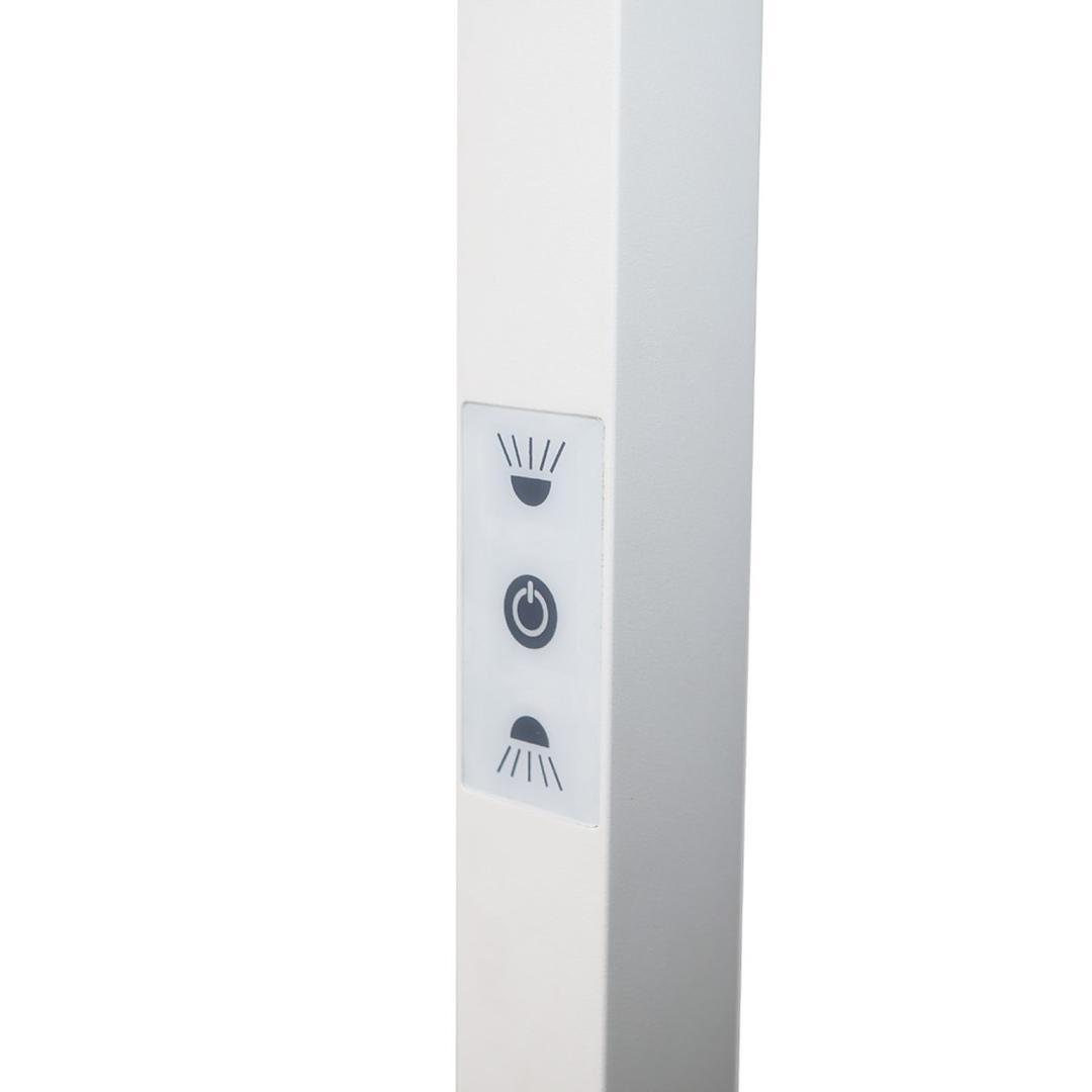 Lampadaire LED, panneau acoustique NEXUS UNILUX - Lampadaire LED UNILUX NEXUS blanc, commande tactile sur le mât, détail