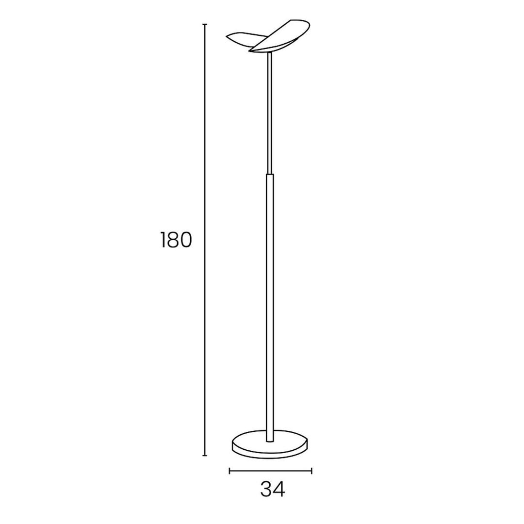 Lampadaire LED à éclairage indirect, demi-vasques orientables ZELUX UNILUX - Lampadaire LED à éclairage indirect UNILUX ZELUX gris métal, dimensions