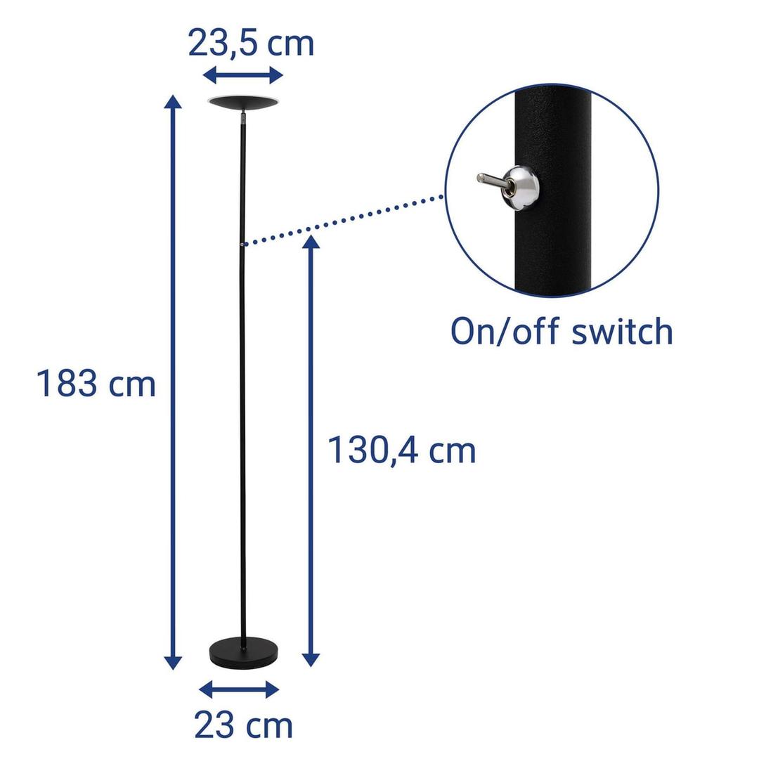 Lampadaire LED, éclairage indirect sphere noir MAUL - Lampadaire LED MAULsphere noir, dimensions