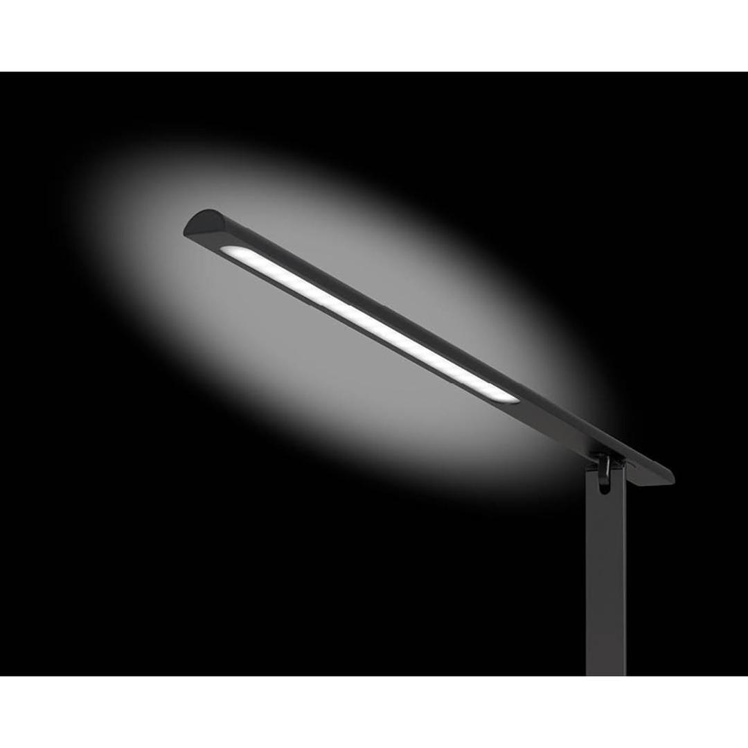 Lampe de bureau LED, tête inclinable Halo noir HANSA - Lampe de bureau Hansa Halo noir, tête allumée