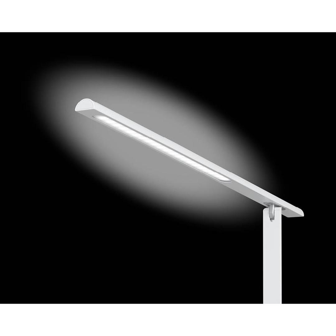 Lampe de bureau LED, tête inclinable Halo blanc HANSA - Lampe de bureau Hansa Halo blanc, tête allumée