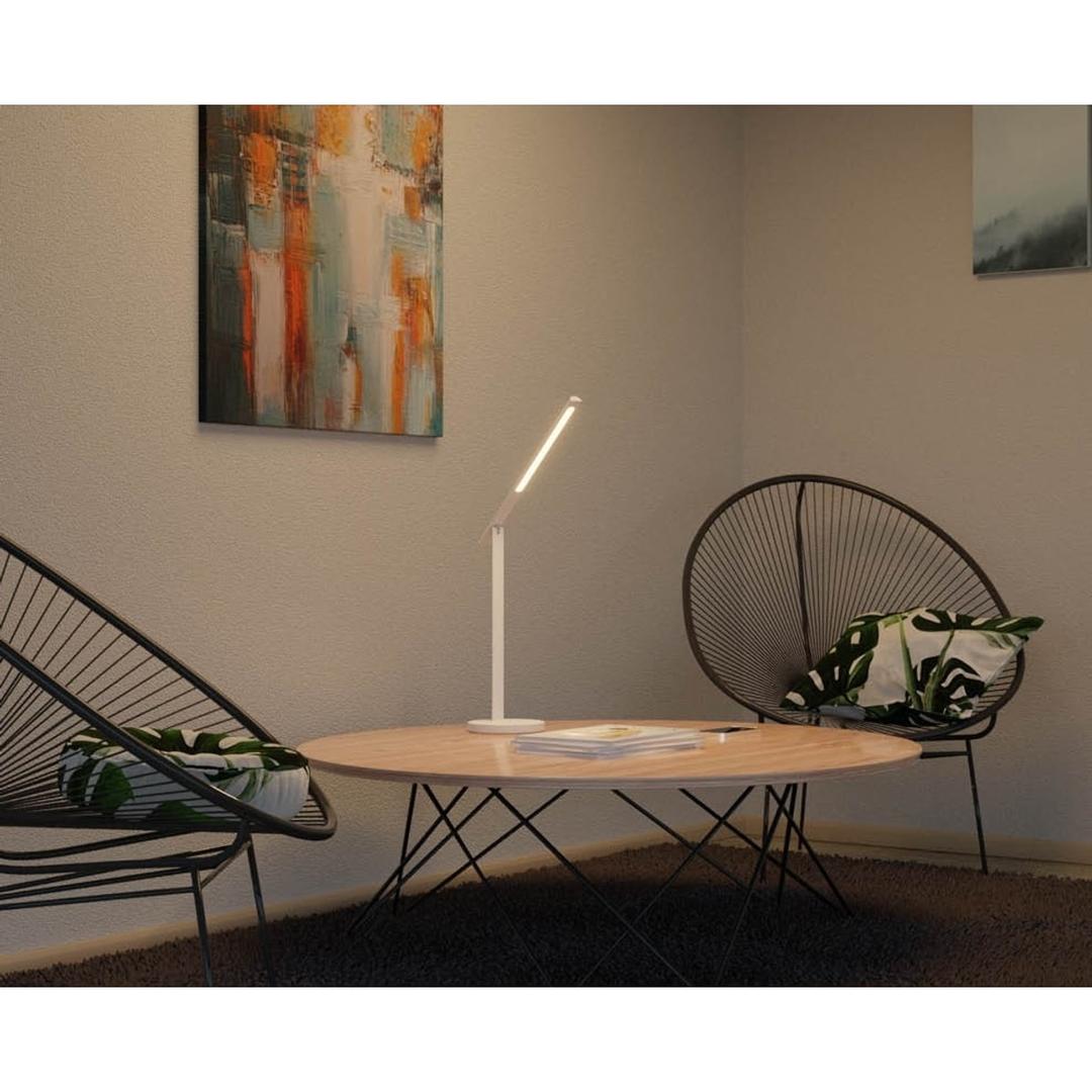 Lampe de bureau LED, tête inclinable Halo blanc HANSA - Lampe de bureau Hansa Halo blanc, sur une table basse