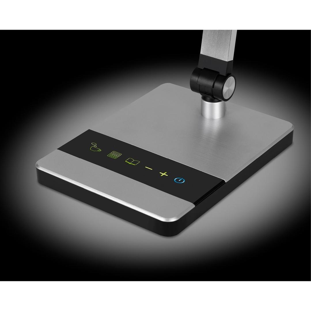 Lampe de bureau LED, double bras Nimbus argent HANSA - Lampe de bureau Hansa Nimbus argent, pied et touches tactiles