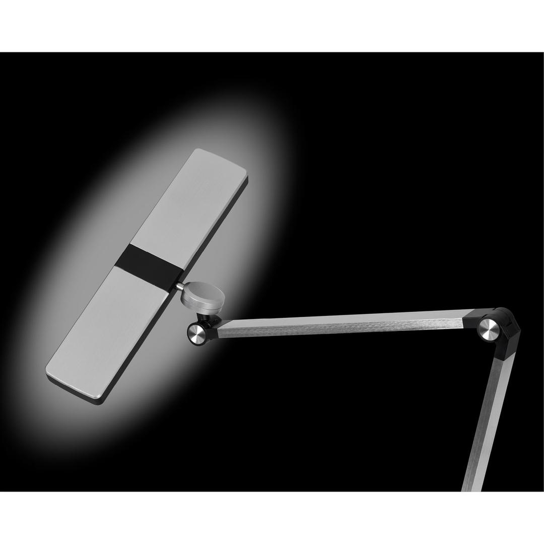 Lampe de bureau LED, double bras Nimbus argent HANSA - Lampe de bureau Hansa Nimbus argent, tête éteinte