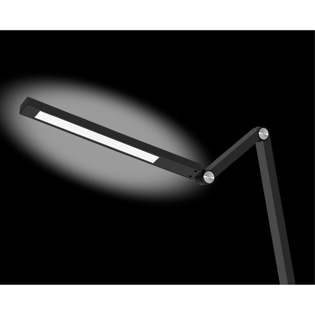 Lampe de bureau LED, double bras Cascade noir HANSA - Lampe de bureau Hansa Cascade noir, tête allumée