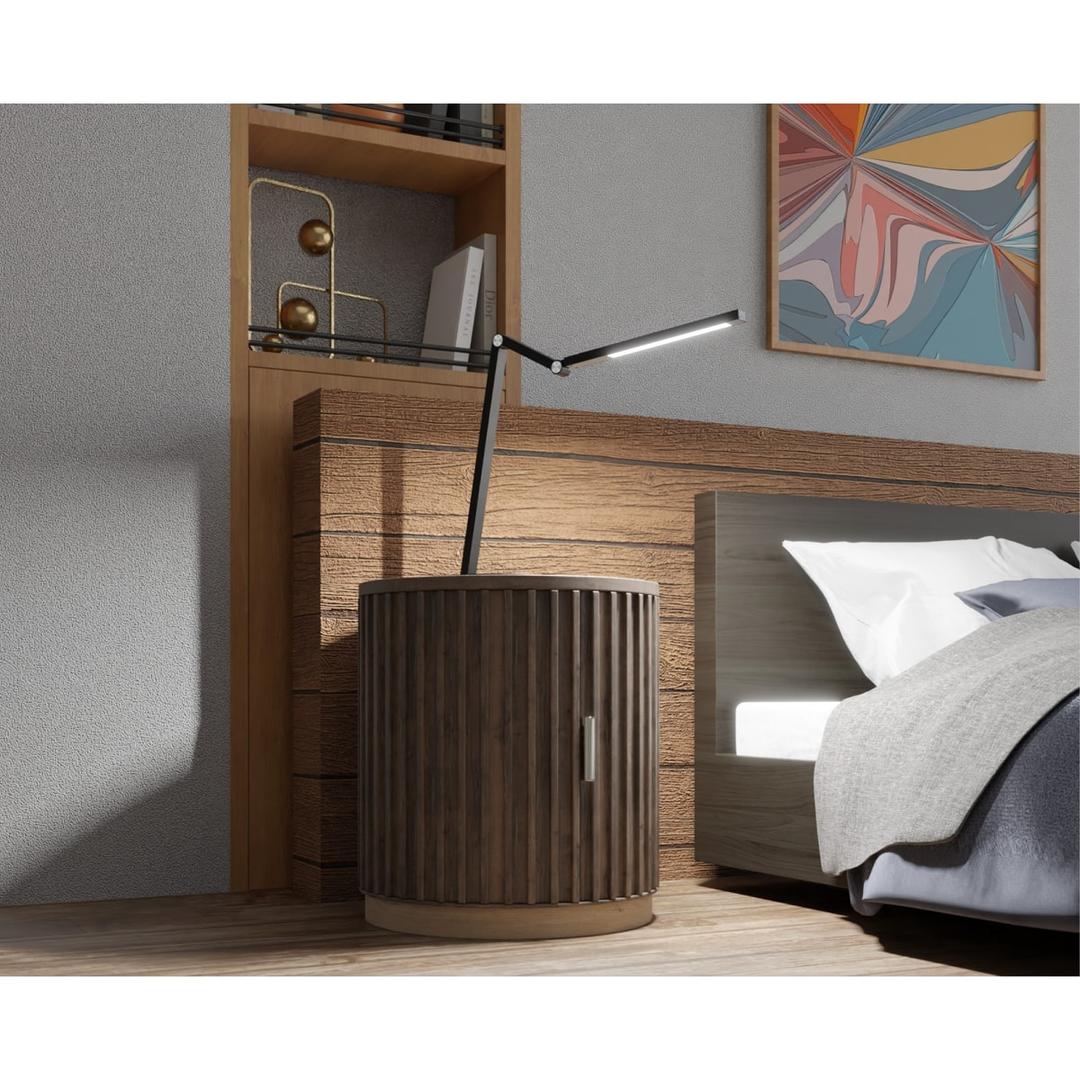 Lampe de bureau LED, double bras Cascade noir HANSA - Lampe de bureau Hansa Cascade noir, sur une table de chevet