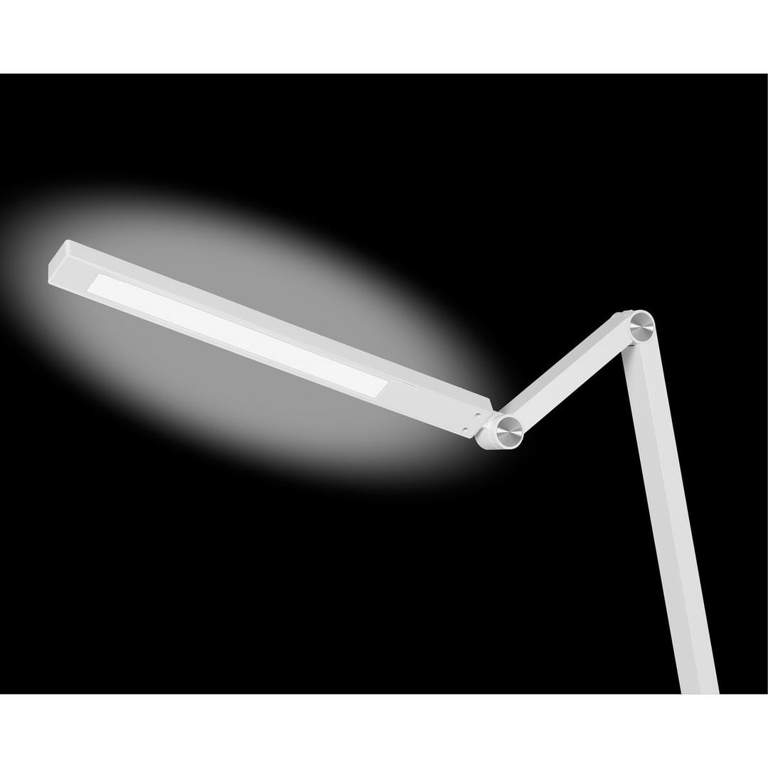 Lampe de bureau LED, double bras Cascade blanc HANSA - Lampe de bureau Hansa Cascade blanc, tête allumée
