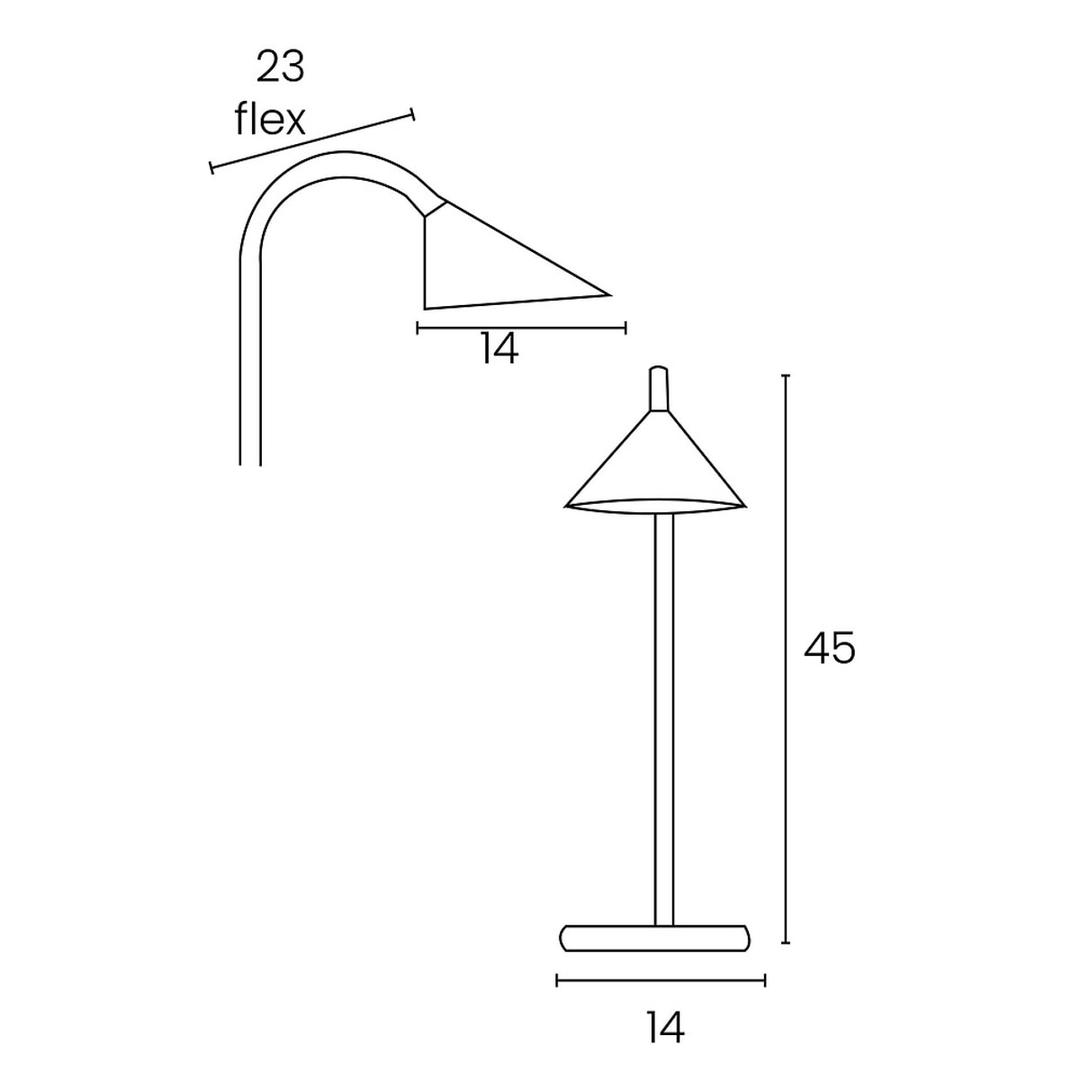 Lampe de bureau LED à bras flexible SOL UNILUX - Lampe de bureau LED à bras flexible UNILUX SOL rouge, dimensions