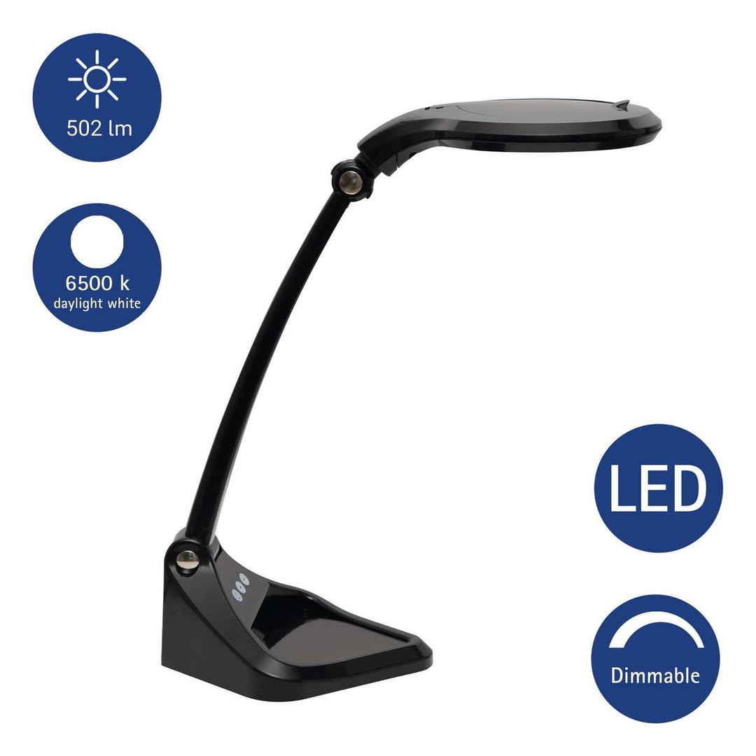 Lampe loupe LED dimmable, double lentille iris noir MAUL - Lampe loupe LED dimmable MAULiris noir, dimensions