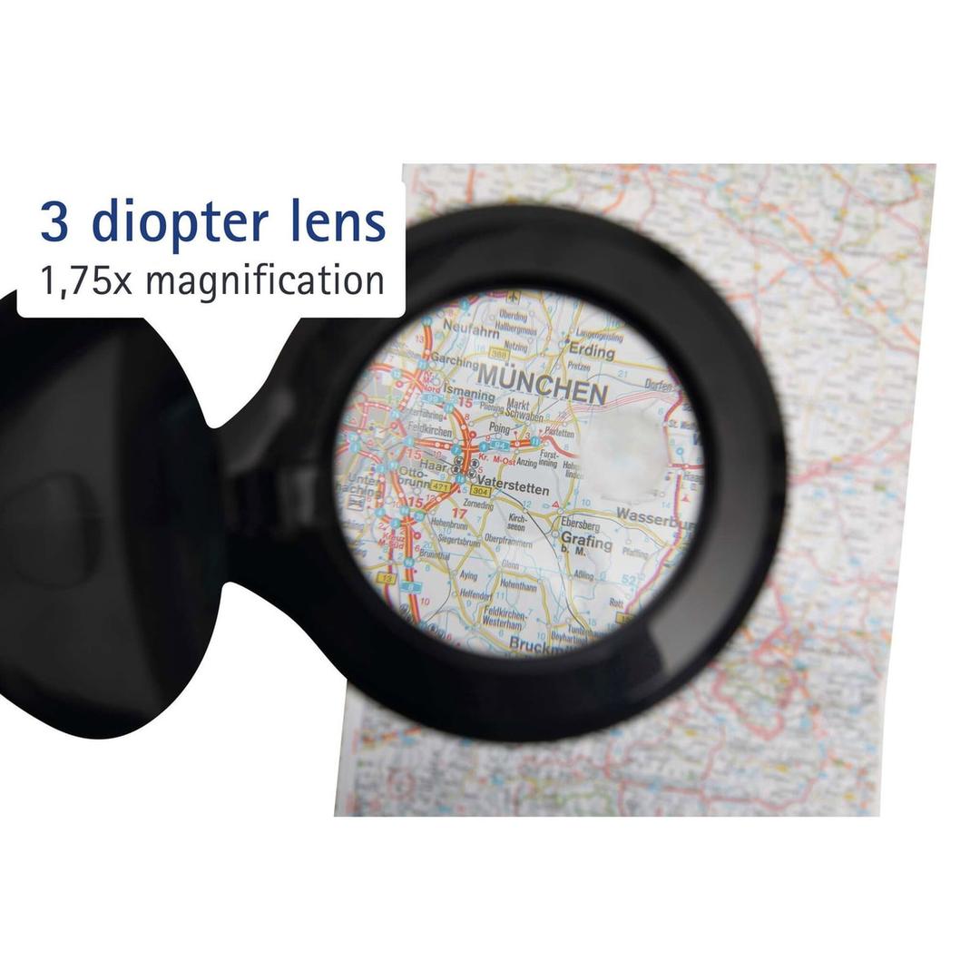 Lampe loupe LED dimmable, double lentille iris noir MAUL - Lampe loupe LED dimmable MAULiris noir, dimensions