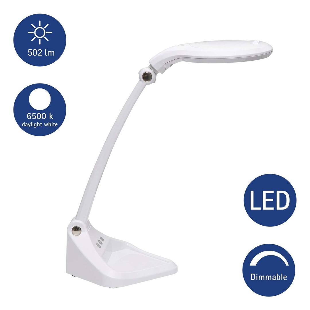 Lampe loupe LED dimmable, double lentille iris blanc MAUL - Lampe loupe LED dimmable MAULiris blanc, dimensions
