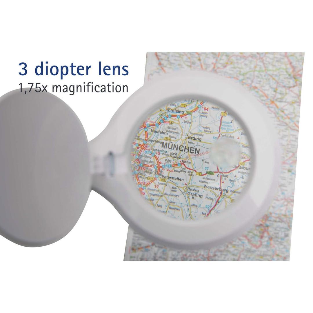 Lampe loupe LED dimmable, double lentille iris blanc MAUL - Lampe loupe LED dimmable MAULiris blanc, dimensions