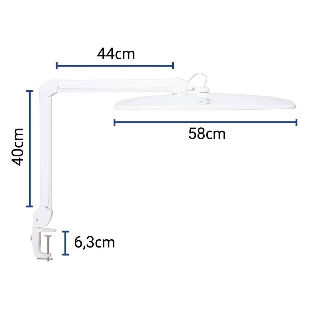Lampe de travail LED dimmable à pince, 5140 lux explore blanc MAUL - Lampe de travail LED à pince MAULexplore blanc, dimensions