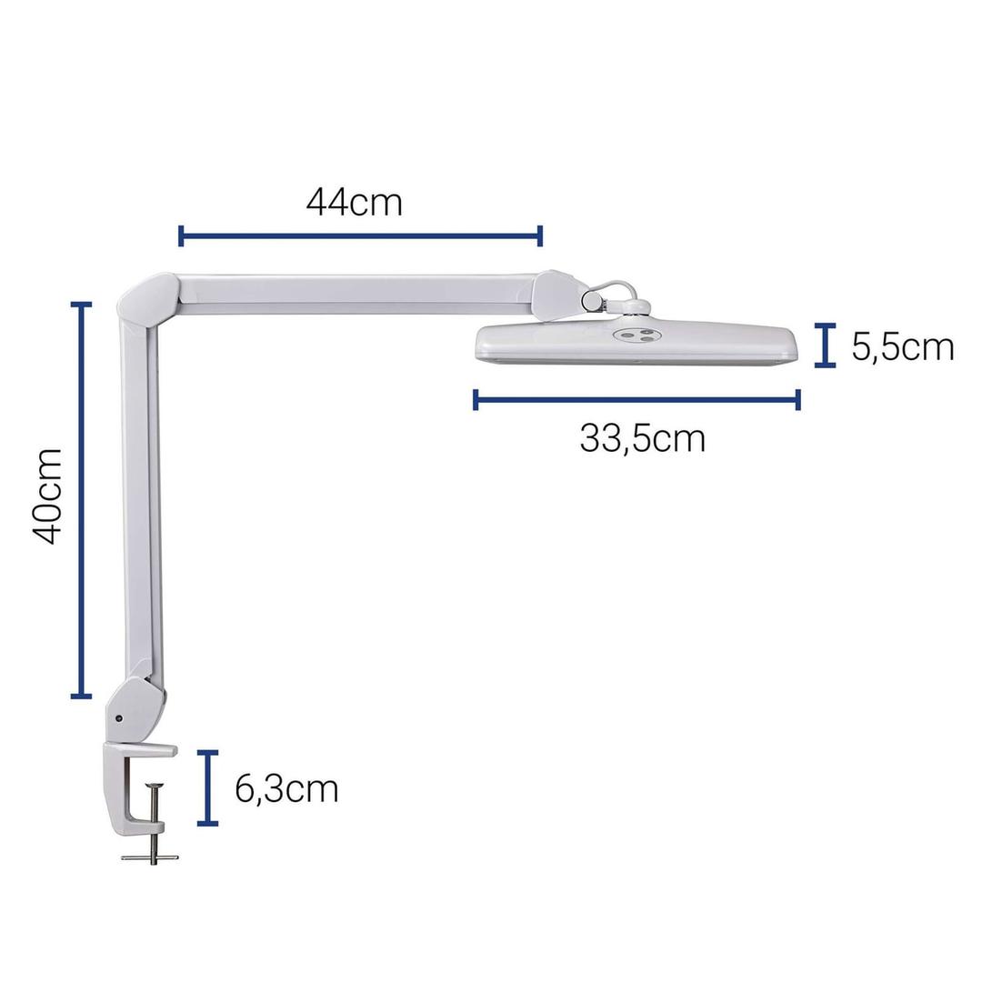 Lampe de travail LED dimmable à pince, 2920 lux intro blanc MAUL - Lampe de travail LED à pince MAULintro blanc, dimensions