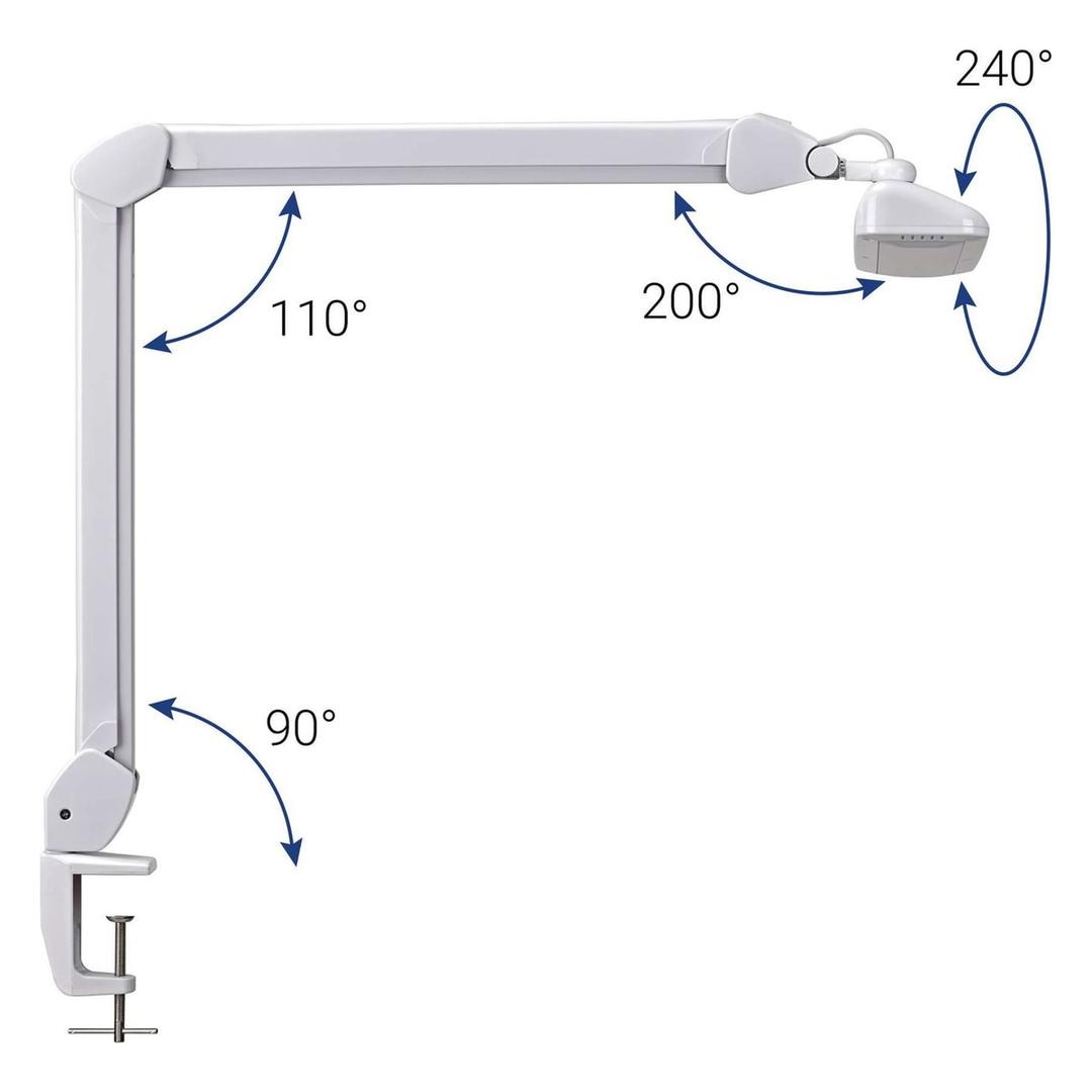 Lampe de travail LED dimmable à pince, 2920 lux intro blanc MAUL - Lampe de travail LED à pince MAULintro blanc, dimensions