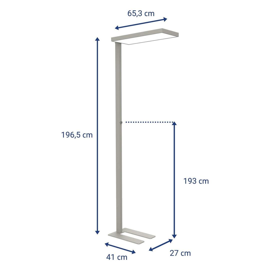 Lampadaire LED dimmable, direct et indirect jura argent MAUL - Lampadaire LED dimmable MAULjura argent, dimensions