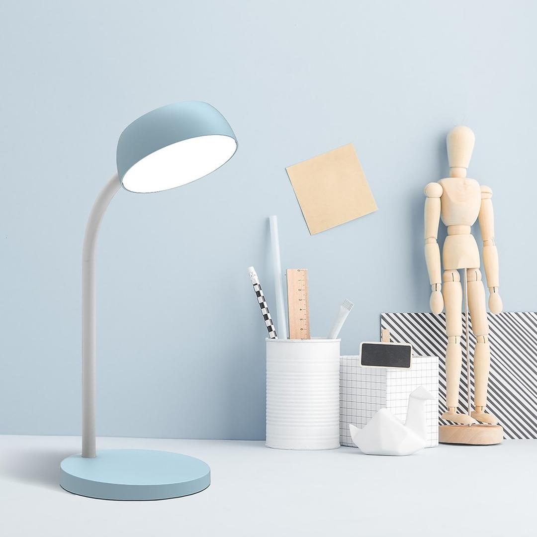 Lampe de bureau LED compacte, bras pivotant TAMY UNILUX - Lampe de bureau LED compacte UNILUX TAMY bleu, en situation sur un bureau