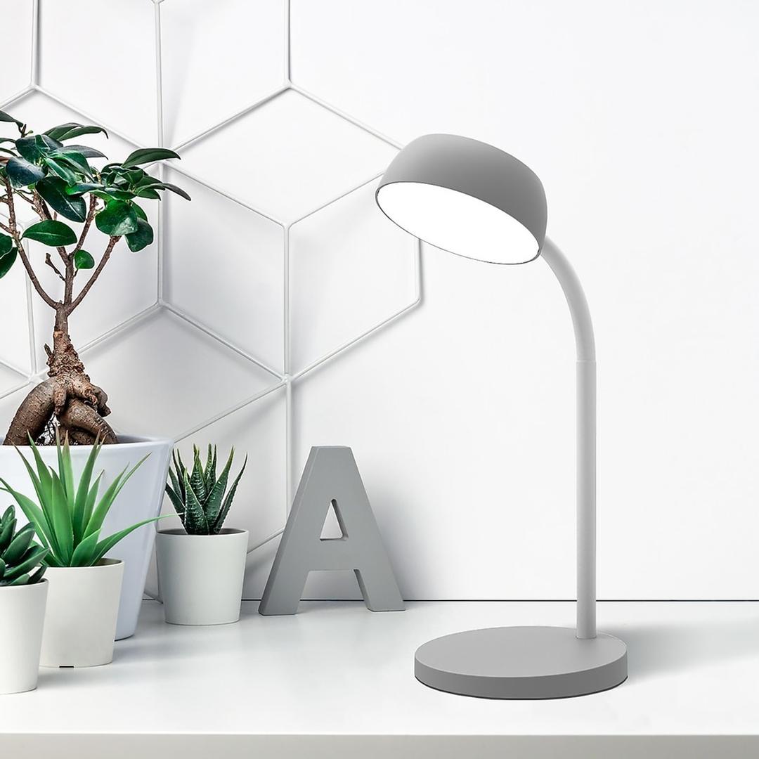 Lampe de bureau LED compacte, bras pivotant TAMY UNILUX - Lampe de bureau LED compacte UNILUX TAMY gris, en situation sur un bureau
