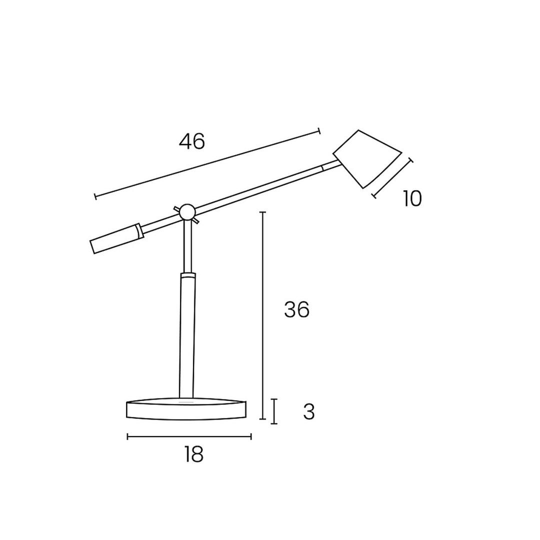 Lampe de bureau LED, port USB-C VICKY UNILUX - Lampe de bureau LED UNILUX VICKY noir et hêtre, dimensions
