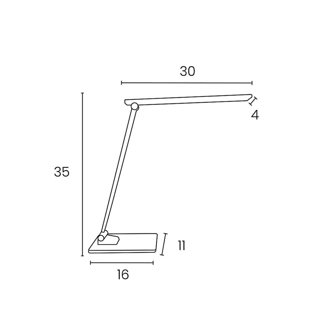 Lampe de bureau LED alimentée par USB POPY UNILUX - Lampe de bureau LED alimentée par USB UNILUX POPY blanc et gris métal, dimensions