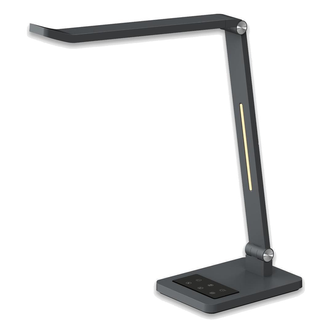 Lampe de bureau LED avec veilleuse Tide gris métallisé HANSA - Lampe de bureau Hansa Tide gris métallisé, vue d'ensemble