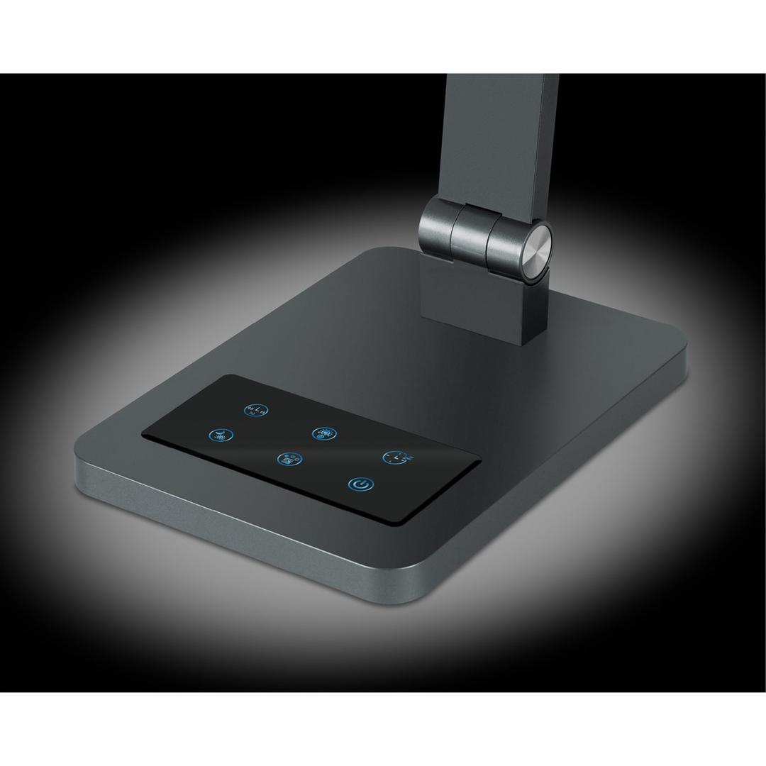 Lampe de bureau LED avec veilleuse Tide gris métallisé HANSA - Lampe de bureau Hansa Tide gris métallisé, pied et touches tactiles