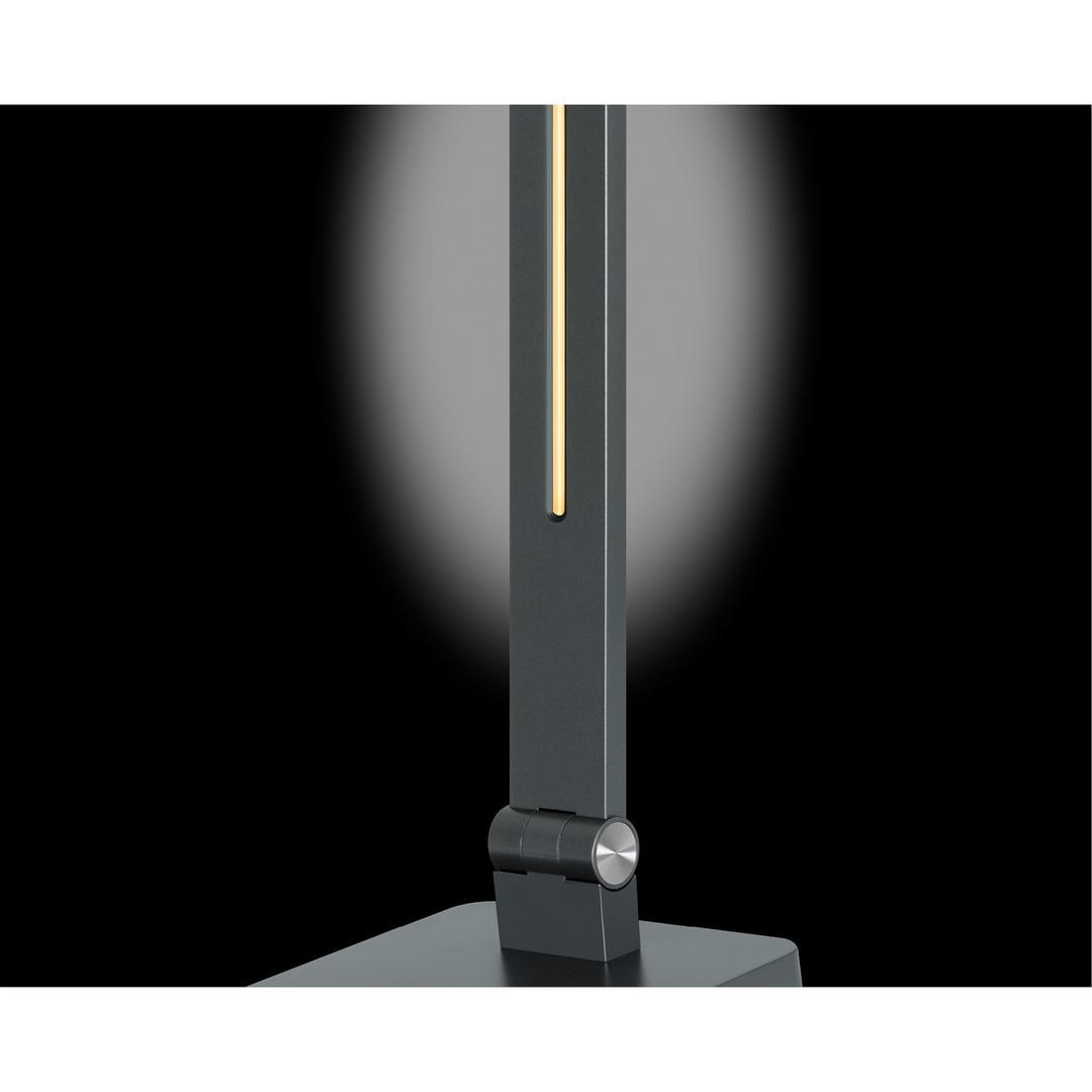 Lampe de bureau LED avec veilleuse Tide gris métallisé HANSA - Lampe de bureau Hansa Tide gris métallisé, veilleuse allumée sur le bras