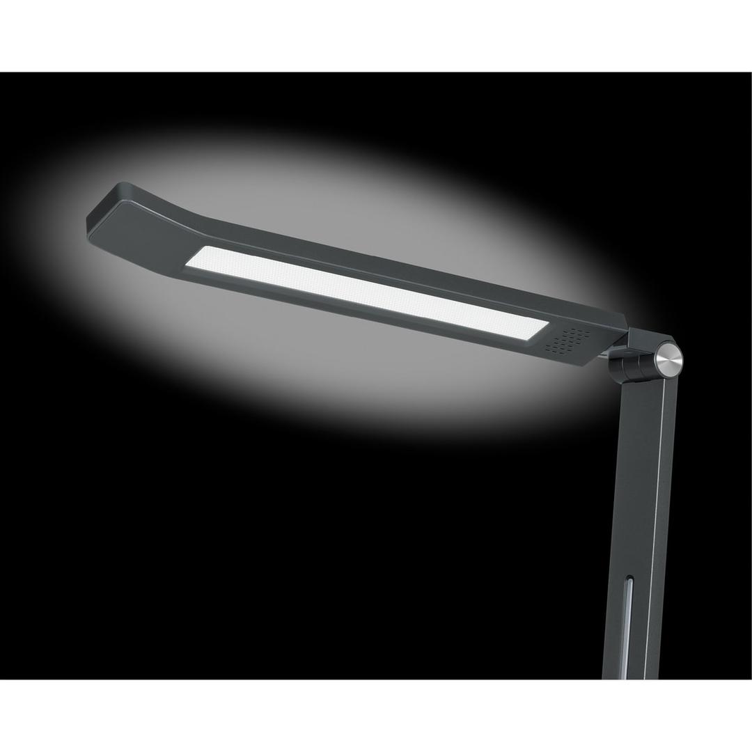 Lampe de bureau LED avec veilleuse Tide gris métallisé HANSA - Lampe de bureau Hansa Tide gris métallisé, tête allumée