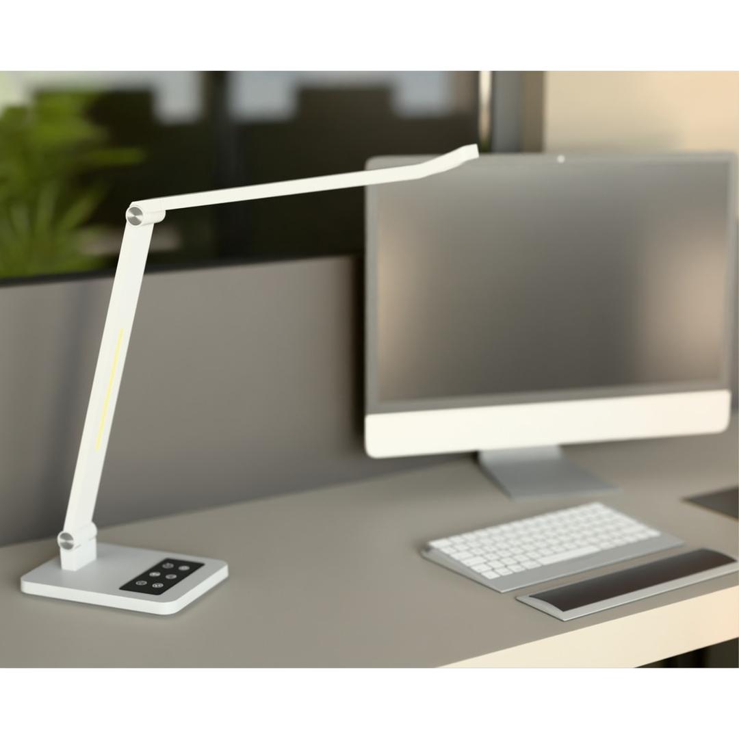 Lampe de bureau LED avec veilleuse Tide blanc HANSA - Lampe de bureau Hansa Tide blanc, sur un bureau