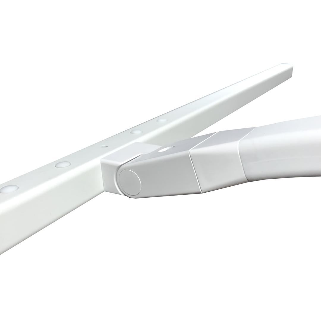 Lampe de bureau LED à pince, éclairage asymétrique STRATA UNILUX - Lampe de bureau LED à pince UNILUX STRATA blanc, tête et articulation, détail