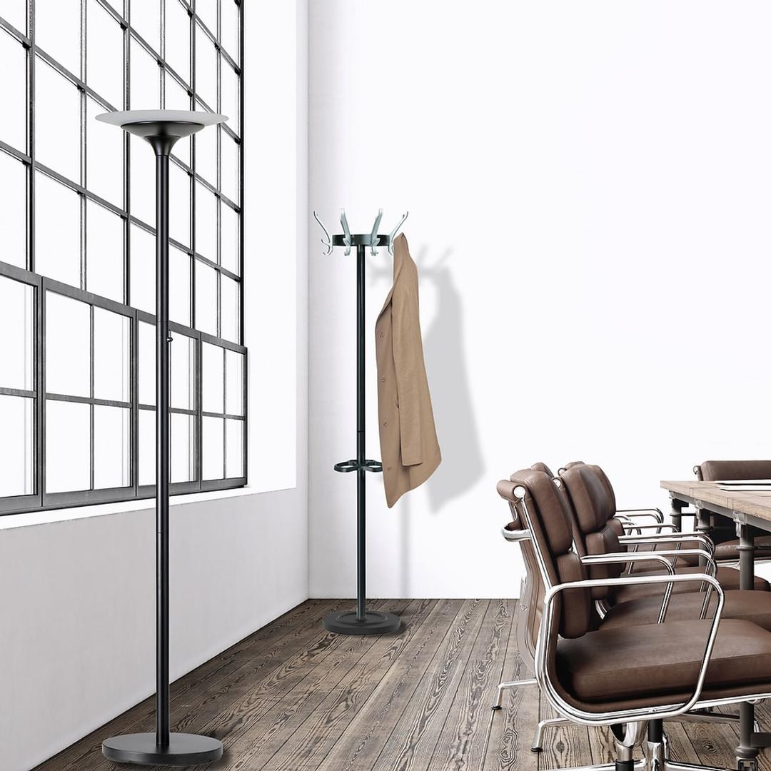 Lampadaire LED à éclairage indirect, vasque en verre VARIAGLASS UNILUX - Lampadaire LED à éclairage indirect UNILUX VARIAGLASS noir, en situation dans un bureau
