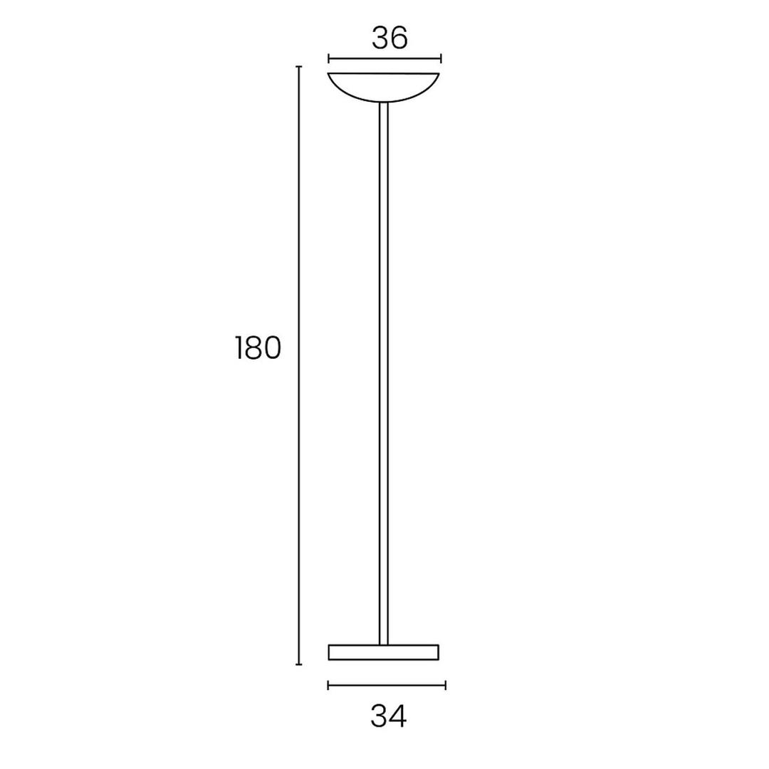 Lampadaire LED à éclairage indirect, vasque en verre VARIAGLASS UNILUX - Lampadaire LED à éclairage indirect UNILUX VARIAGLASS noir, dimensions