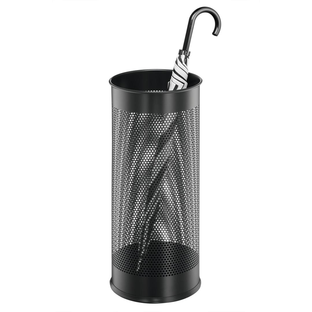 Porte-parapluies rond, 28,5 litres rond ajouré noir DURABLE - Porte-parapluies rond DURABLE rond ajouré noir, un parapluie posé