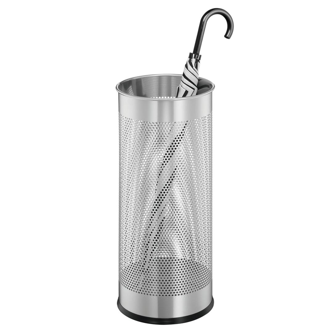 Porte-parapluies rond, 28,5 litres rond ajouré argent métallisé DURABLE - Porte-parapluies rond DURABLE rond ajouré argent métallisé, un parapluie posé