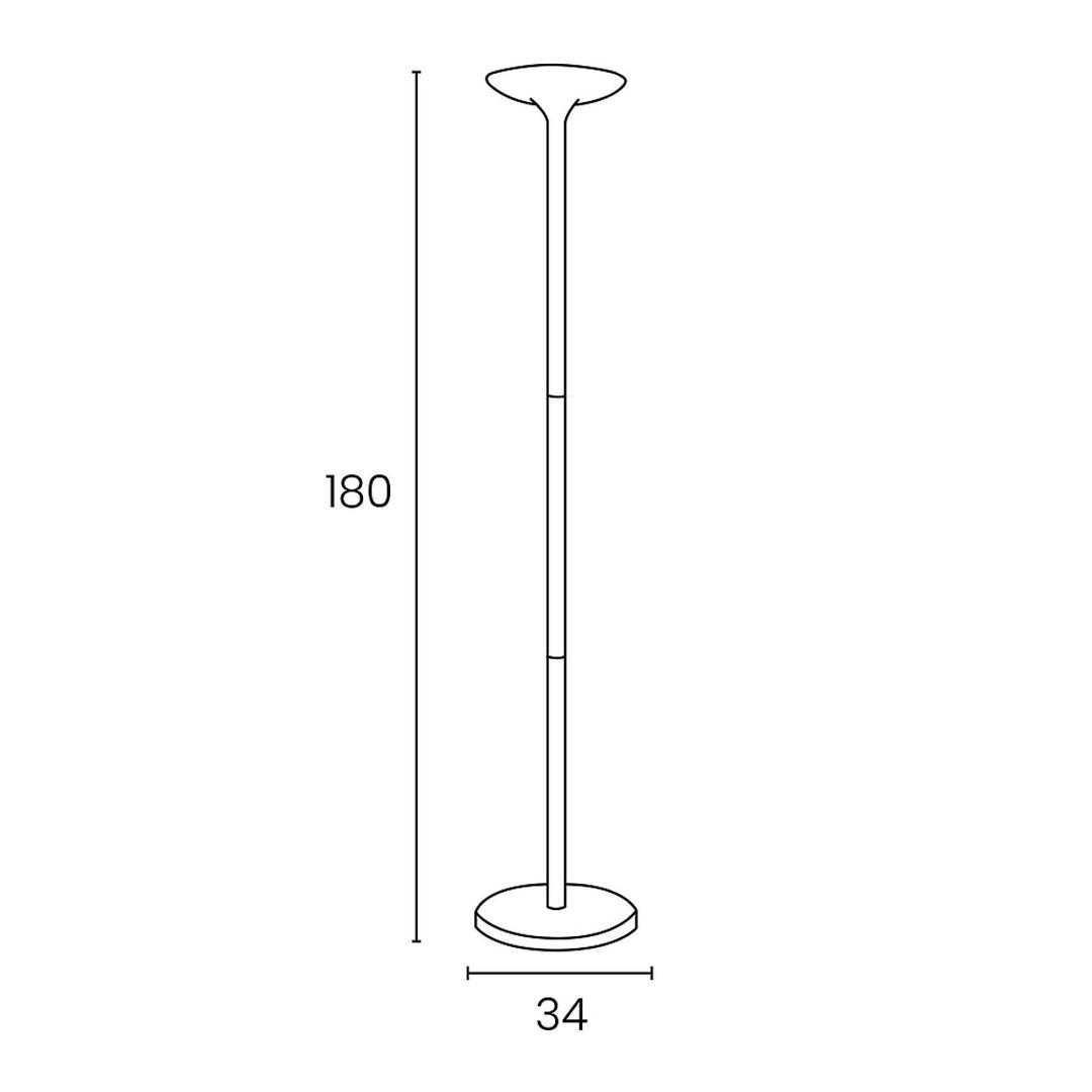 Lampadaire LED à éclairage indirect, acier et hêtre PRYSKA UNILUX - Lampadaire LED à éclairage indirect UNILUX PRYSKA blanc et hêtre, dimensions