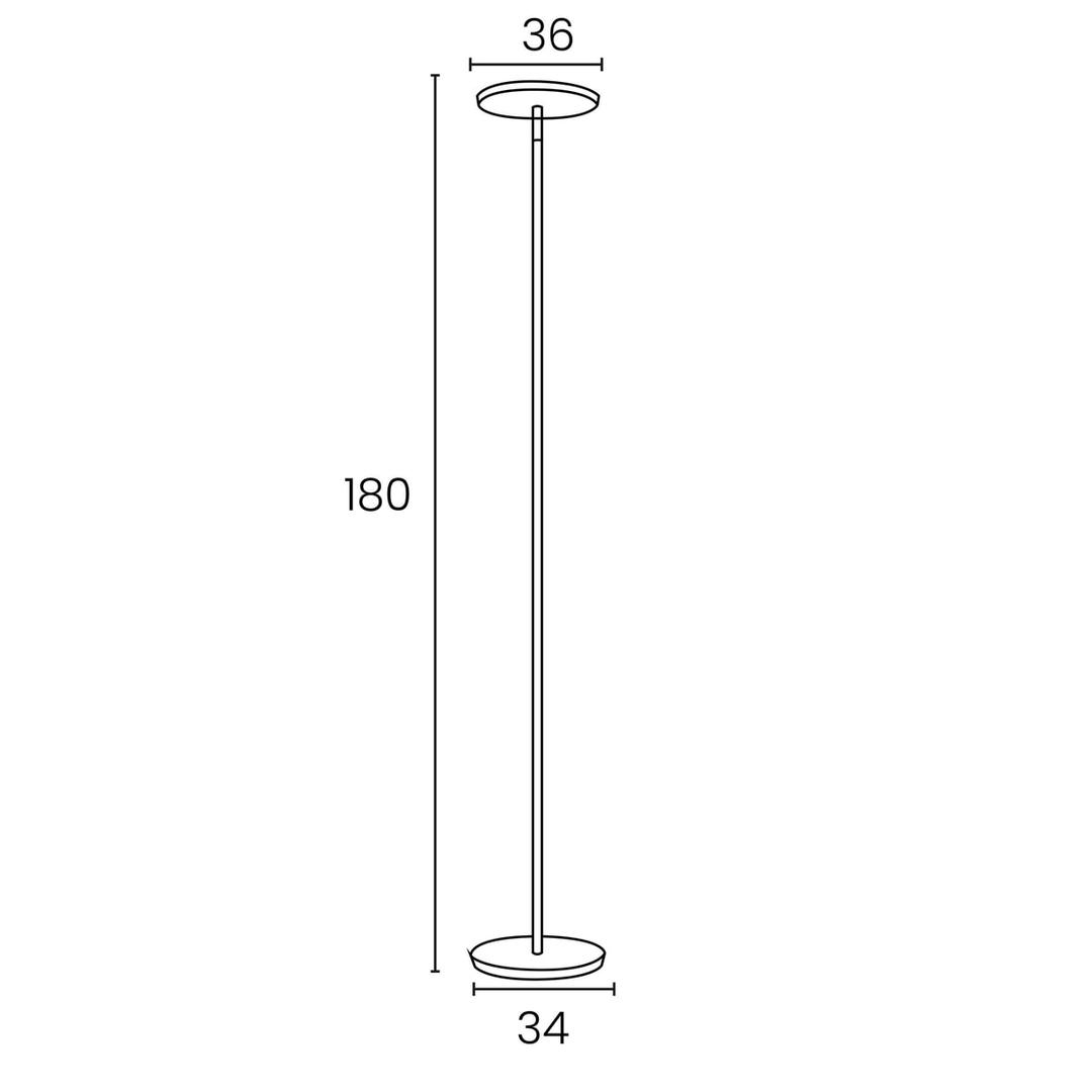 Lampadaire LED à éclairage indirect, vasque inclinable LEDDY UNILUX - Lampadaire LED à éclairage indirect UNILUX LEDDY noir, dimensions