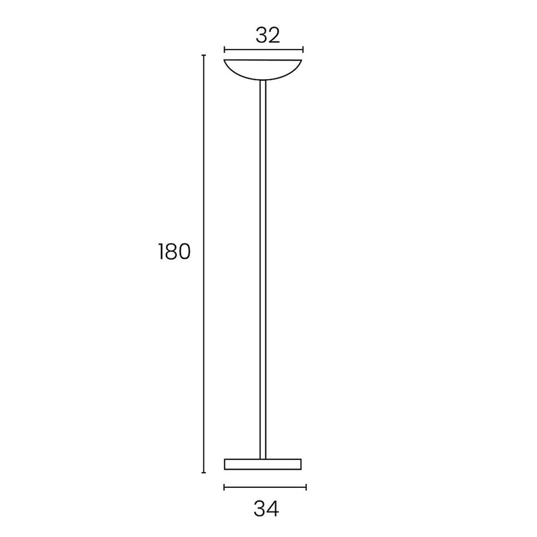Lampadaire LED à éclairage indirect, acier et bambou BALY BAMBOO UNILUX - Lampadaire LED à éclairage indirect UNILUX BALY BAMBOO noir et bambou, dimensions