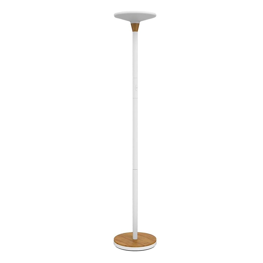 Lampadaire LED à éclairage indirect, acier et bambou BALY BAMBOO UNILUX - Lampadaire LED à éclairage indirect UNILUX BALY BAMBOO blanc et bambou, vue d'ensemble