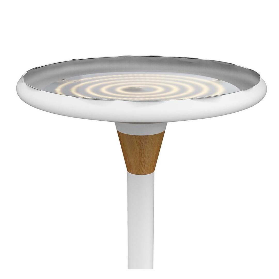 Lampadaire LED à éclairage indirect, acier et bambou BALY BAMBOO UNILUX - Lampadaire LED à éclairage indirect UNILUX BALY BAMBOO blanc et bambou, vasque et bague en bambou, détail